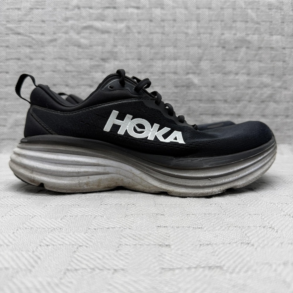 Hoka One One Bondi 8 Shoes Womens Size 8 Black Running Wide 1127954 BWHT